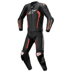 Alpinestars Missile V2 Leather Suit 2 Pc Black Red Fluo Sz 52 EU 42 US